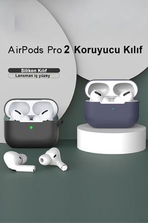 Premium Lansman Kılıf Kadife İç Astarlı Darbe Emici Silikon SOO-156 Mavi AirPods Pro 2 ile uyumlu