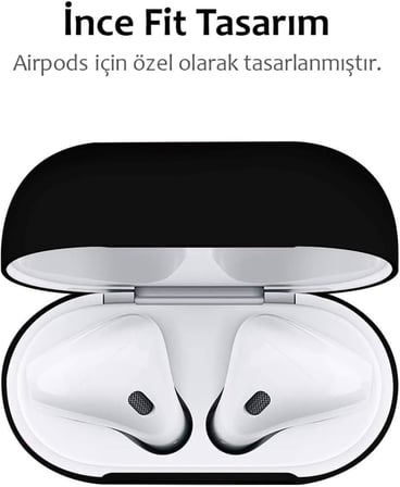 Premium Lansman Serisi Kadife İç Astarlı Darbe Emici Silikon Kılıf Lacivert AirPods 1 ve 2. Nesil ile uyumlu