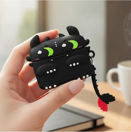 CaseOnn Kılıf Karakter Figürlü Dişsiz Toothles Siyah FreeBuds Pro 4 ile uyumlu