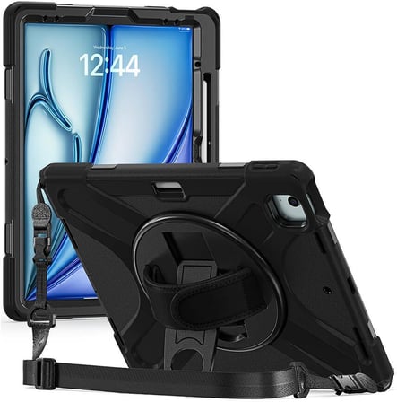 Apple iPad Air 13 2025 Kılıf (A3268-A3269) Heavy Defender Siyah [iPad Air 13 2025 ile Uyumlu Kılıf - Siyah]