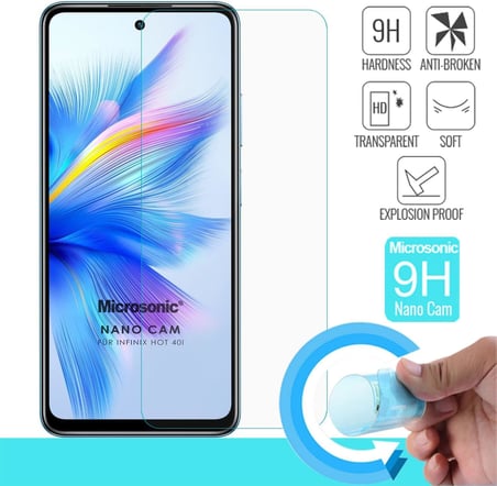 Infinix Hot 40i Nano Glass Cam Ekran Koruyucu [Hot 40i ile Uyumlu Ekran Koruyucu - Şeffaf]