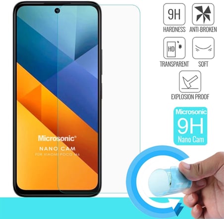 Xiaomi Poco M6 5G Nano Glass Cam Ekran Koruyucu [Poco M6 5G ile Uyumlu Ekran Koruyucu - Şeffaf]