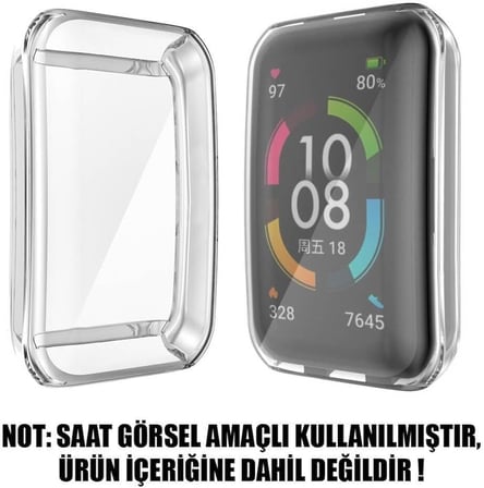 Huawei Honor Band 9 için Kılıf 360 Full Round Soft Silicone Şeffaf [Honor Band 9 ile Uyumlu Kılıf - Şeffaf]