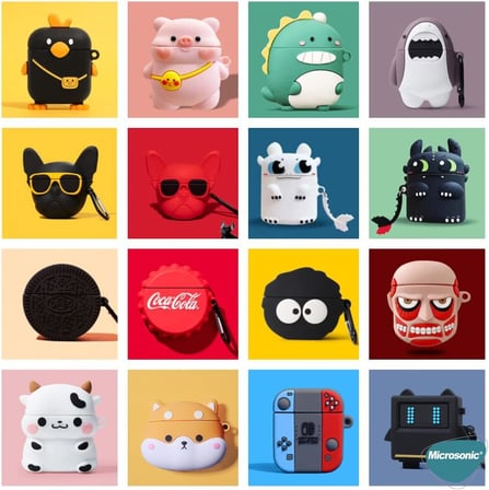 Huawei FreeBuds 5 için Kılıf Cartoon Figürlü Silikon Crtn-Fgr-Ct-Dnzr-Ysl [FreeBuds 5 ile Uyumlu Kılıf - Açık Yeşil]
