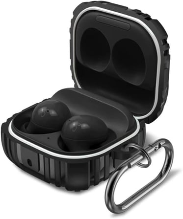 Samsung Galaxy Buds Live için Kılıf Military Darbe Emici + Askılık Siyah [Buds Live ile Uyumlu Kılıf - Siyah]
