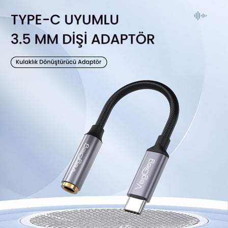 Type-C to 3.5mm Kulaklık Dönüştürücü Çevirici Adaptör