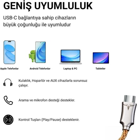 Klasse Type-C - 3.5 ALC5686 Çip HiFi DAC Ses Kartı Kulaklık Kablosu (USB başlık)