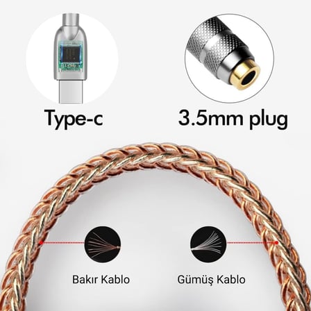 Klasse Type-C - 3.5 ALC5686 Çip HiFi DAC Ses Kartı Kulaklık Kablosu (USB başlık)