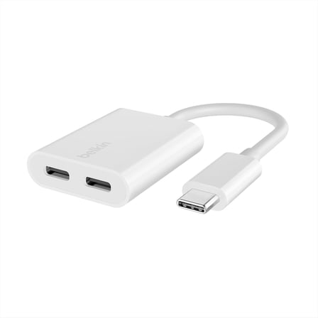 RockStar™ USB-C Ses + Şarj Adaptörü, USB-C 60W Güç Dağıtımlı Kulaklık Adaptörü iPhone 15, iPad Pro, Galaxy, Note, Google Pixel, LG, Sony, OnePlus ve Daha Fazlası İçin Hızlı Şarj - Beyaz