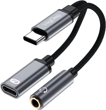 Type-C to 3.5mm Kulaklık ve Type-C Şarj Dönüştürücü Adaptör