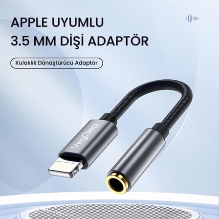 iPhone Lightning to 3.5mm Örgülü Kulaklık Dönüştürücü Adaptör