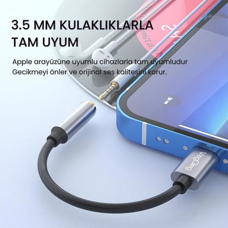 iPhone Lightning to 3.5mm Örgülü Kulaklık Dönüştürücü Adaptör