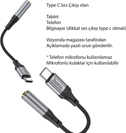 Typec Kulaklık Dönüştürücü Samsung, Apple ve Ses Çıkışı Type-C Telefonlarla Uyumlu Jack Aparat Çevirici Type-C to 3.5mm