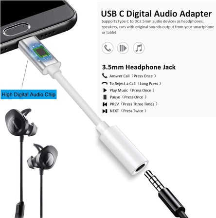 Apple USB C - 3,5 mm Kulaklık Jakı, iPad Pro 2018/2019/2020 MacBook Pro için, Tip C - Aux Kulaklık Dongle Pixel 4XL/3/3 XL/2/2 XL, Samsung Sony HTC Moto vb. ile uyumludur.