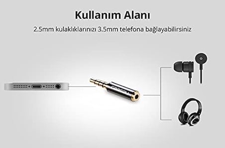 3.5mm'den 2.5mm'ye Jack Dönüştürücü Siyah