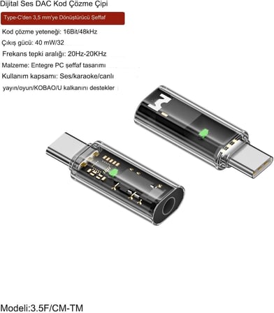 Type C to 3.5mm DAC Kulaklık Dönüştürücü iPhone 15 ve Type C Telefon ile Uyumlu Çevirici OTGAX