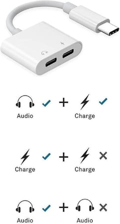 5067 Type C To Kulaklık Hızlı Şarj Giriş Çevirici Çoklayıcı Çoğaltıcı Splitter Adaptör