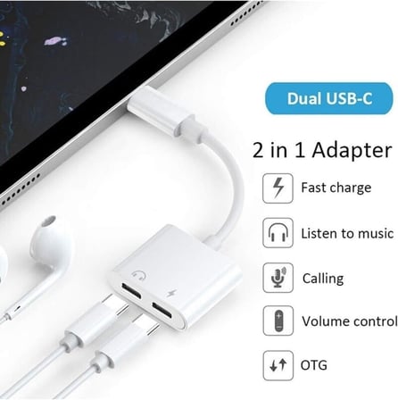 5067 Type C To Kulaklık Hızlı Şarj Giriş Çevirici Çoklayıcı Çoğaltıcı Splitter Adaptör