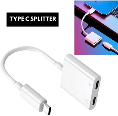 5067 Type C To Kulaklık Hızlı Şarj Giriş Çevirici Çoklayıcı Çoğaltıcı Splitter Adaptör