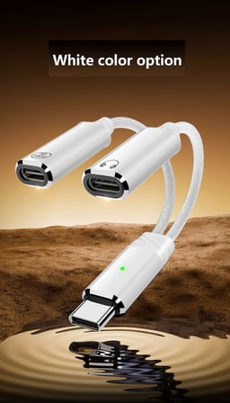 2in 1 100W Type C to Type C & Type C Hızlı Şarj Kulaklık Arama Dönüştürücü OTGTC