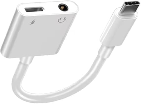 Type-C to 3.5 mm Jack Kulaklık ve Şarj Dönüştürücü Aynı Anda Kulaklıktan Müzik Dinleyin ve de Şarj Edin Çift Çıkışlı Adaptör Yüksek Hızlı Şarj ve Ses Aktarımı