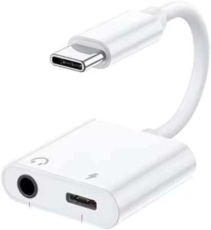Type-C to 3.5 mm Jack Kulaklık ve Şarj Dönüştürücü Aynı Anda Kulaklıktan Müzik Dinleyin ve de Şarj Edin Çift Çıkışlı Adaptör Yüksek Hızlı Şarj ve Ses Aktarımı
