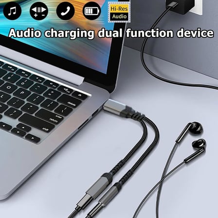 AWINLI USB C - 3,5 mm Kulaklık ve Şarj Aleti Adaptörü, 2'si 1 Arada Aux - USB C Ses Jakı ve PD Hızlı Şarj Adaptörü, iPhone 16 15 Pro Max, Galaxy S24 S23 S22, Piksel, iPad Pro için uygundur