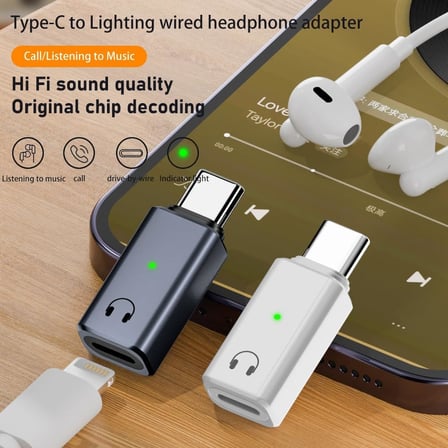 Type C to Lightning Kulaklık Dönüştürücü iPhone iPad Yuva Çevirici Müzik Dinleme Arama OTGKL (2)