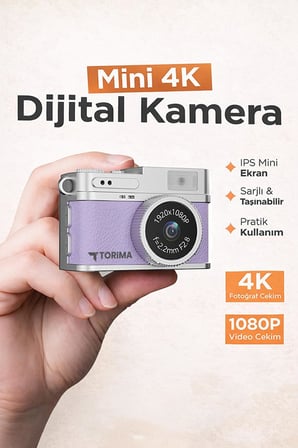 Mini Dijital Kamera Selfie Video Vlog Kamerası Mini Anahtarlık 1080P CMR35 Mor