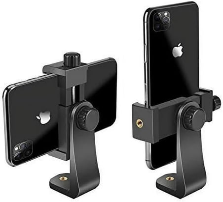 Telefon Tripod Tutucu Başlık + Tripod 90° Yönlendirme Aparatı 360 Derece Dönebilen Başlık Tüm Tripodlara Uyumlu Metal Mafsal Aparatı P231 (P231 telefon tutucu + Mafsal)