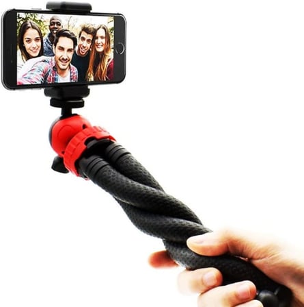 Esnek Youtuber Yayıncılar ve Sosya Medya için İdeal 30cm Ahtapot 360 Derece Taşınabilir Ayakları Bükülebilir Selfie Telefon Tutuculu 3 Ayaklı Kampda Tatilde Gezilerde Tripod Çok Hafif 320gr