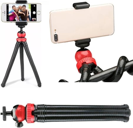 Esnek Monopod Tripod Youtuber Yayıncılar ve Sosya Medya için İdeal 30cm Ahtapot 360 Derece Taşınabilir Ayakları Bükülebilir Selfie Telefon Tutuculu 3 Ayaklı Kampda Tatilde Gezilerde