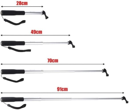 Aksiyon Kameraları 1/4 Vida Uyumlu Uzaktan Kumandalı RF Remote Control Kademeli Monopod Selfie Çubuğu Siyah