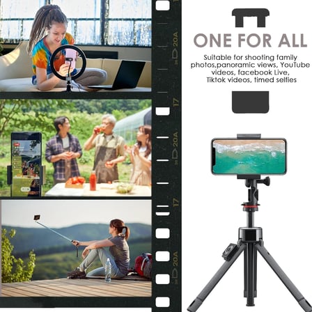 Kyrotech Akıllı Telefon Tutucu, Tripod Montaj Adaptörü, Klipsli Konnektör Başlığı, Selfie Çubuğu Başlığı, Seyahat Mini Tripod