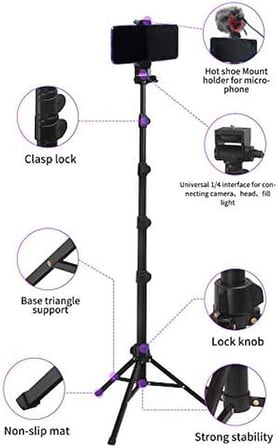 Jmary MT-36 Tripod 171 cm 360 Derece Dönebilen Başlık 4 Kademeli Yükselik Ayarı