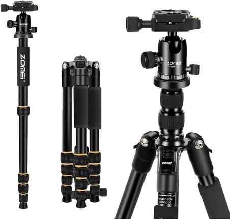 Zomei Q666 Tam Profesyonel Tripod Kaliteli Alüminyum Taşınabilir Tripod Top Başlı Ağır Hizmet Hafif Kompakt Seyahat Nikon Canon Sony Tüm DSLR ve Dijital Fotoğraf Makinesi için