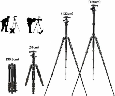 Zomei Q666 Tam Profesyonel Tripod Kaliteli Alüminyum Taşınabilir Tripod Top Başlı Ağır Hizmet Hafif Kompakt Seyahat Nikon Canon Sony Tüm DSLR ve Dijital Fotoğraf Makinesi için