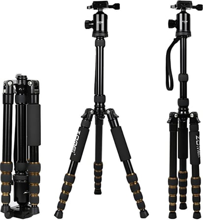 Profesyonel Tripod, 149 cm, 13 Kg Taşıma Kapasiteli, 360° Bilye Başlıklı, Hızlı Bırakma Plakalı, Telefon Tutuculu, Uzaktan Kumandalı, Kaymaz Ayaklı Kamera ve Telefon Tripodu | Zomei Z-669