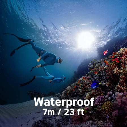 Realishot WP9500 - Su Geçirmez Dijital Kamera, 7 m Su Geçirmez, 24 MP, Zoom 18X, 4K Video, 2,9 inç / 1,4 inç Çift Ekran - Siyah
