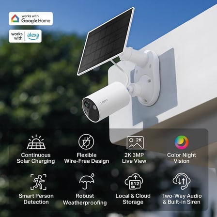 C410 KIT, 2K 3MP, Renkli Gece Görüşü, Şarj Edilebilir, IP65 Sertifikalı, Yerel/Bulut Depolama, 110° Açılı, Güneş Paneli Dahil, Kablosuz Bataryalı Güvenlik Kamerası Kiti