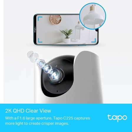 C225, 2K QHD Wi-Fi Güvenlik Kamerası, Yapay Zeka Desteği, Hareket Tespit ve Takibi, 360°, Renkli Gece Görüşü, Çift Yönlü Sesli İletişim, Bulut/Yerel Depolama, Bebek Ağlaması Tespiti
