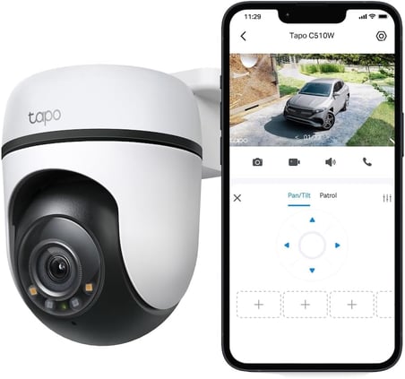 C510W, 2K Dış Mekan Wi-Fi Güvenlik Kamerası, Hareket Tespit/Takibi, 360°, IP65 Su Geçirmez, Renkli Gece Görüşü, Çift Yönlü Ses, Bulut/Yerel Depolama, Sesli ve Işıklı Alarm