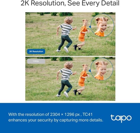Tapo TC41 2K Dış Mekan Pan/Tilt Güvenlik Wi-Fi Kamera, IP65 Hava Koşullarına Dayanıklı, Hareket Algılama, 360° Görsel Kapsama Alanı, Tam Renkli Gece Görüşü, Yerel Depolama, Alexa ve GoogleHome