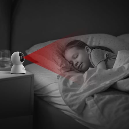 Security P1 İç Mekan Wi-Fi Kamera, AI Algılama, 360° Pan, Gece Görüşü, 256 GB'a Kadar MicroSD ve Google ve Alexa ile Çalışır,Yapay Zeka Hareket Algılama,Bebek Ağlaması Algılama,Çift Yönlü Ses