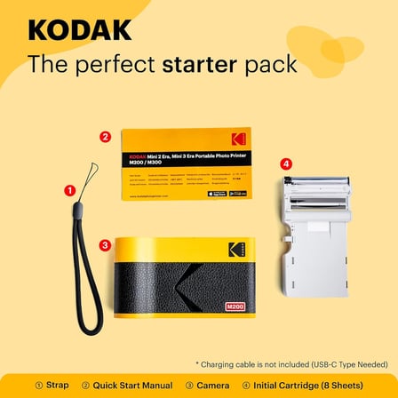 KODAK Mini 2 ERA 4PASS Mobil Fotoğraf Yazıcısı (5,3 x 8,6 cm) (Siyah, Fotoğraf Yazıcısı + 8 Yaprak)