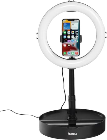 LED halka lamba, tripodlu, cep telefonu katlanabilir (10,2 inç halka lamba, 26,5 cm çap, masa tripodu kamera için, 138 cm'ye kadar uzatılabilir, kısılabilir LED masa halkası ışığı, katlanabilir)
