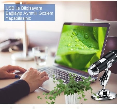 1600X Zoom 2MP USB Dijital Mikroskop 8 Ledli Kamera Saç, Cilt Analizi, Eğitim, Endüstriyel