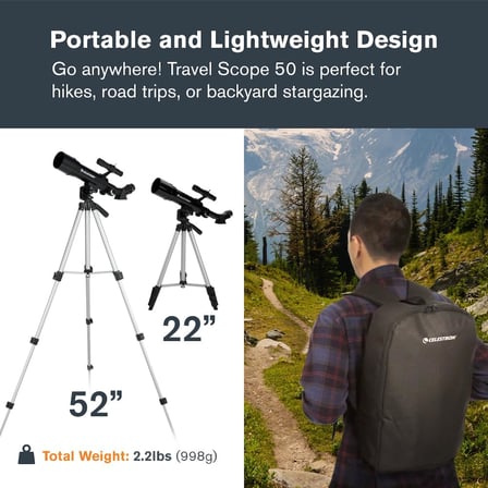 21038 Travel Scope 50 Portable Teleskop