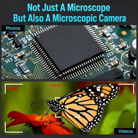 Dijital Mikroskop Kamera, 1600X Büyütme Kapasitesi, 1080P Full HD Fotoğraf ve Video Kaydı, 8 Ledli Kamera, 360 Derece Dönebilir Gövde, Tüm Telefon ve Bilgisayarlarla Uyumlu Mikroskop Kamera
