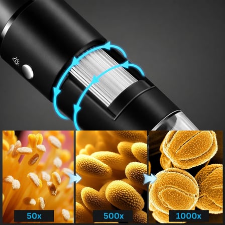 Dijital Mikroskop Kamera, 1600X Büyütme Kapasitesi, 1080P Full HD Fotoğraf ve Video Kaydı, 8 Ledli Kamera, 360 Derece Dönebilir Gövde, Tüm Telefon ve Bilgisayarlarla Uyumlu Mikroskop Kamera